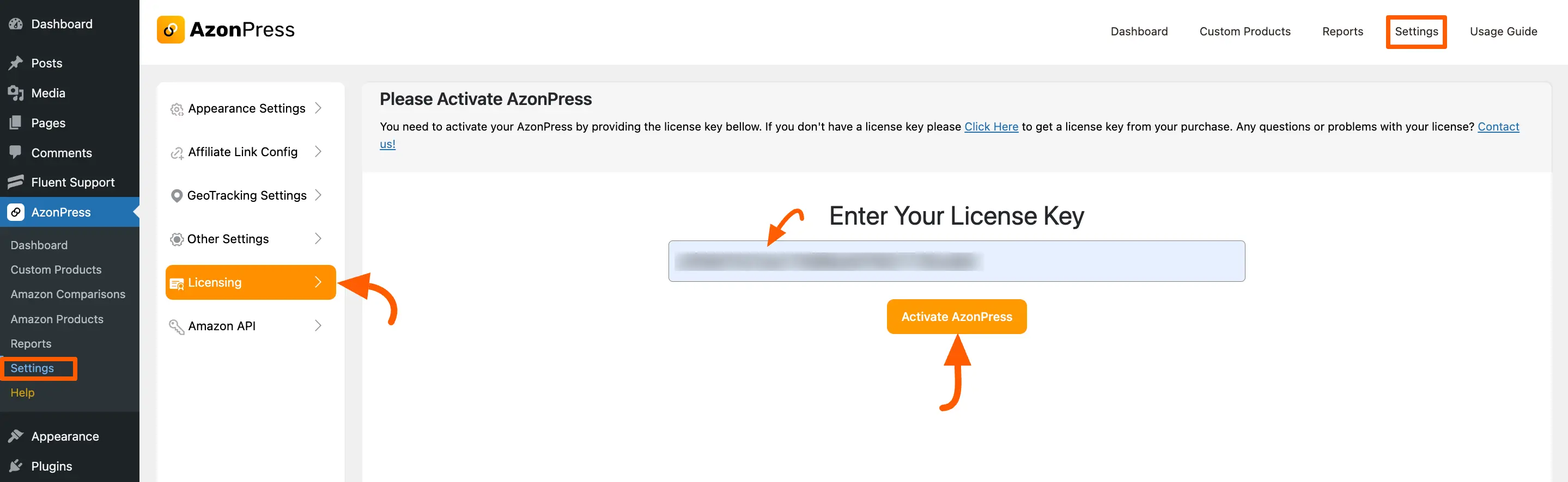 Activate AzonPress License key