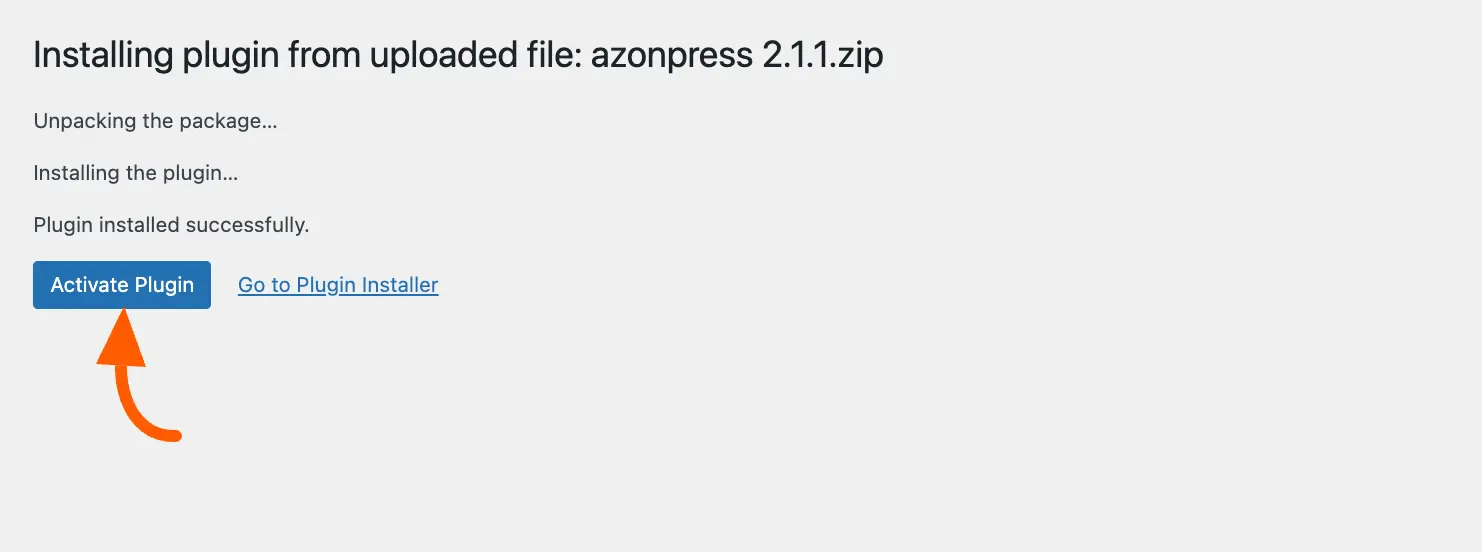 Activate plugin button