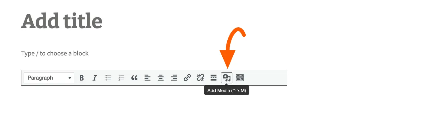 Add media option from the classic editor