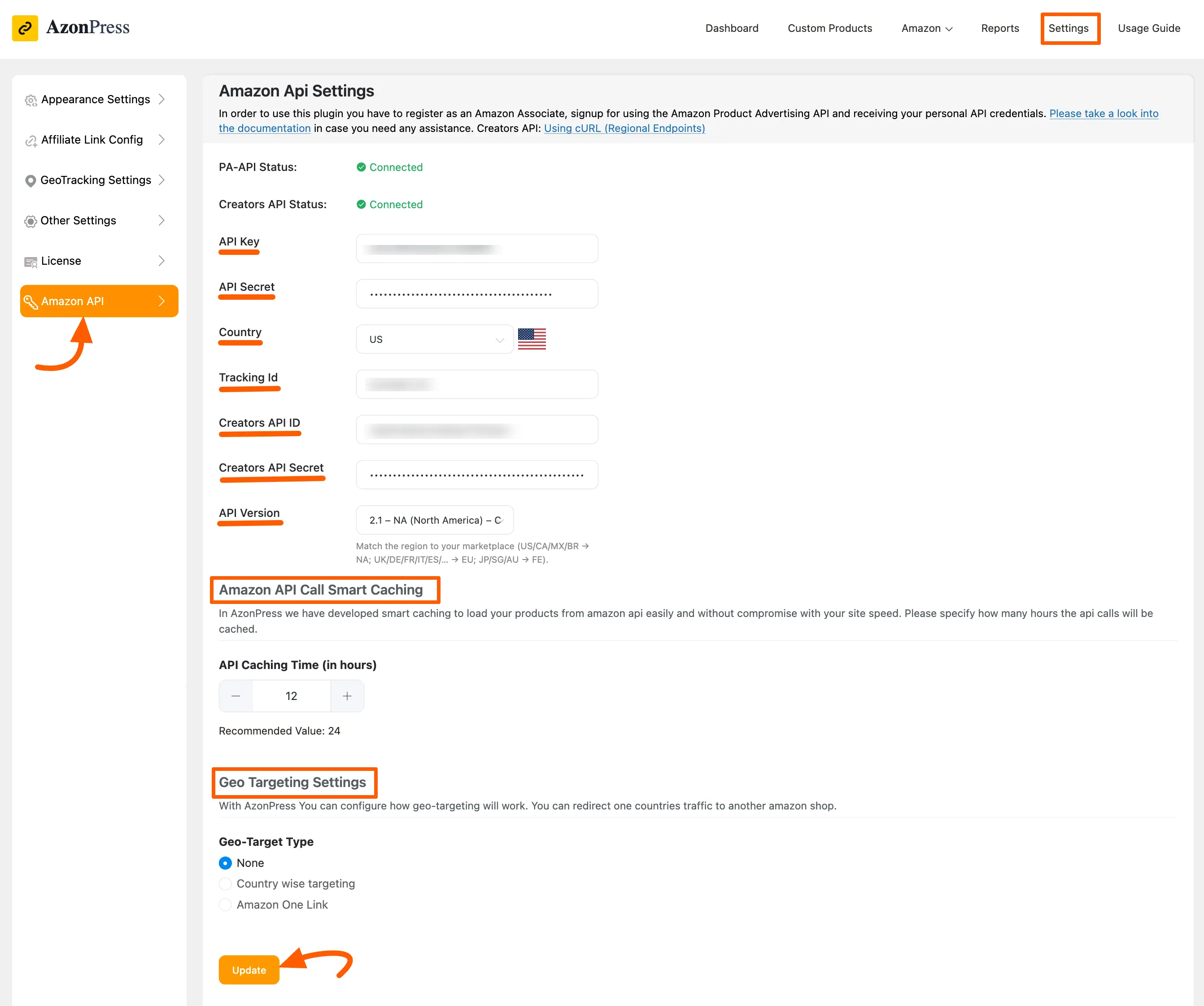Configuring Amazon API