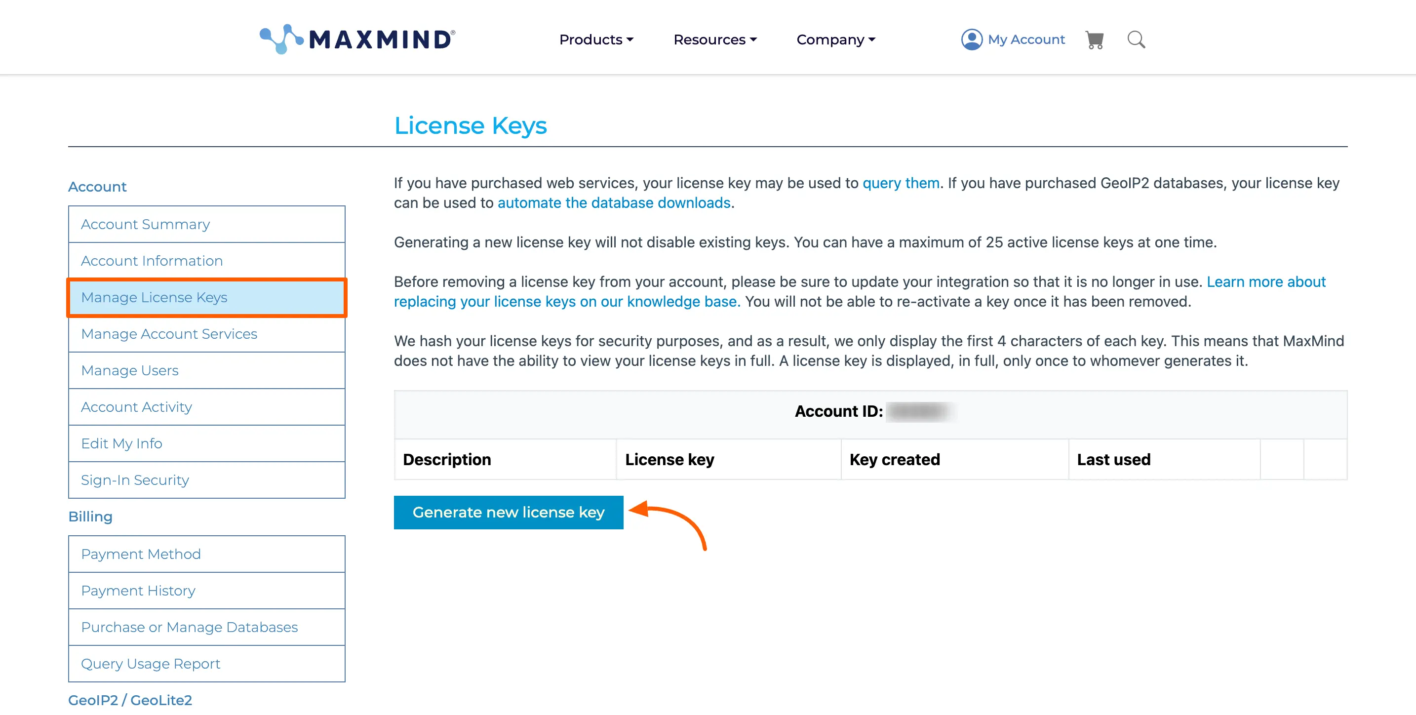 Generate License Keys from MaxMind