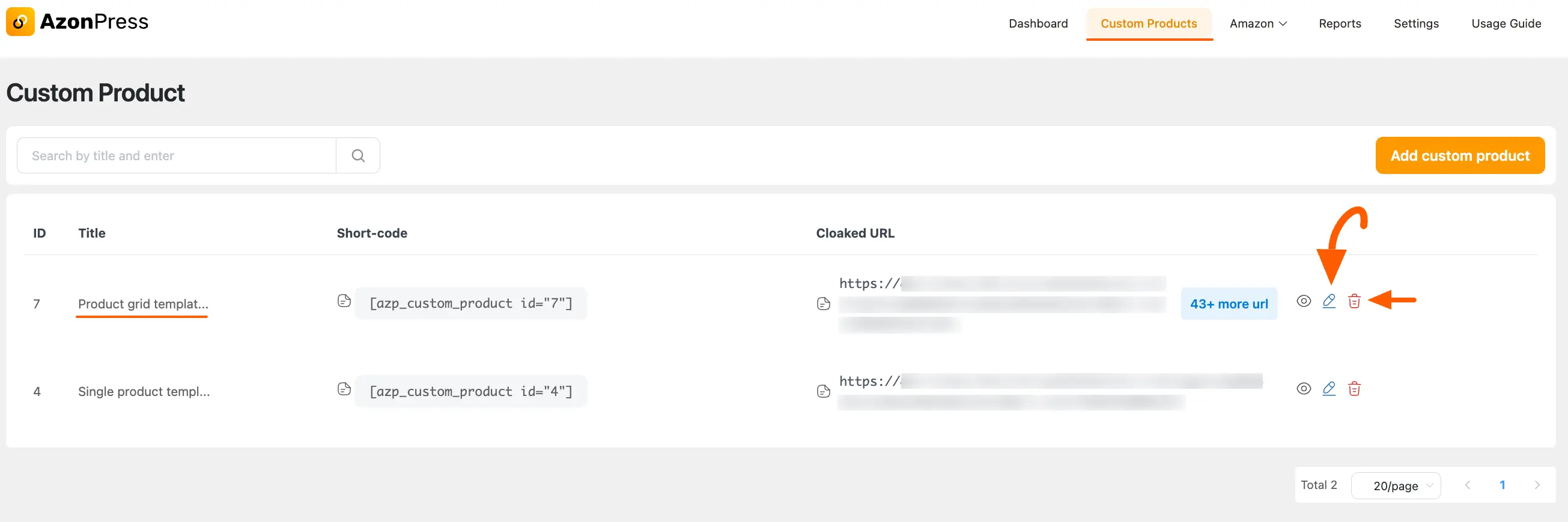 Open desired Multiple custom products
