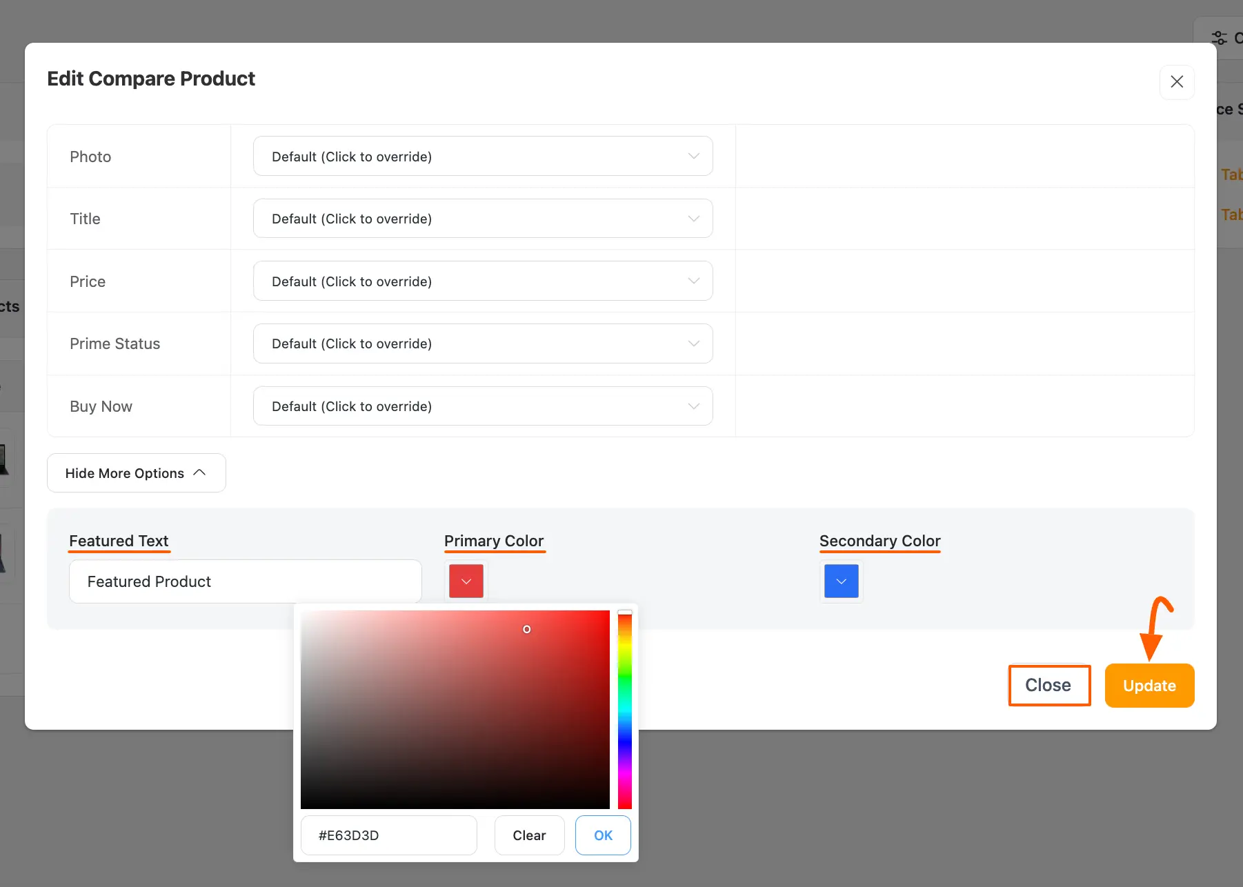 Show more options for highlighting the products