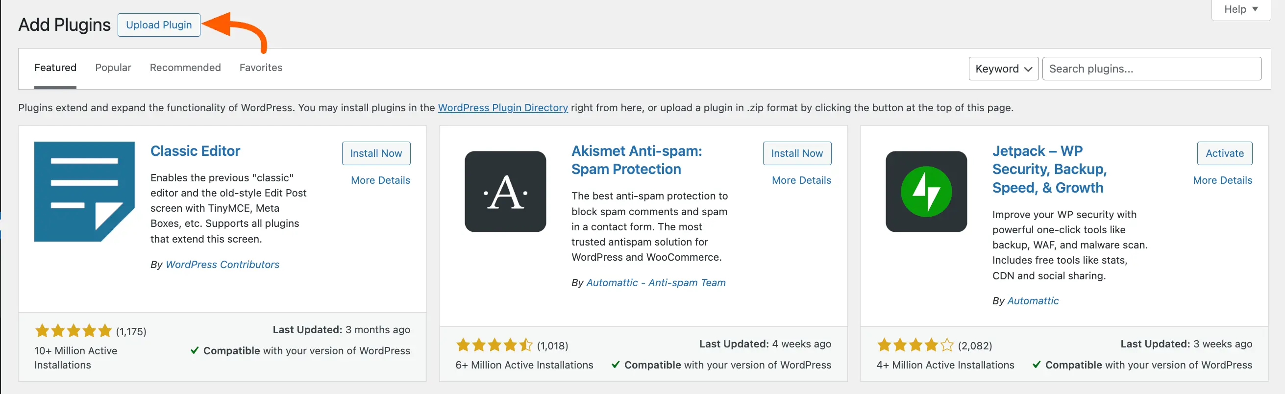 Upload Plugin button